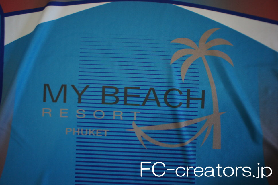 ビーチでのイベントに使用したノースリーブシャツ 水色 グラデーション