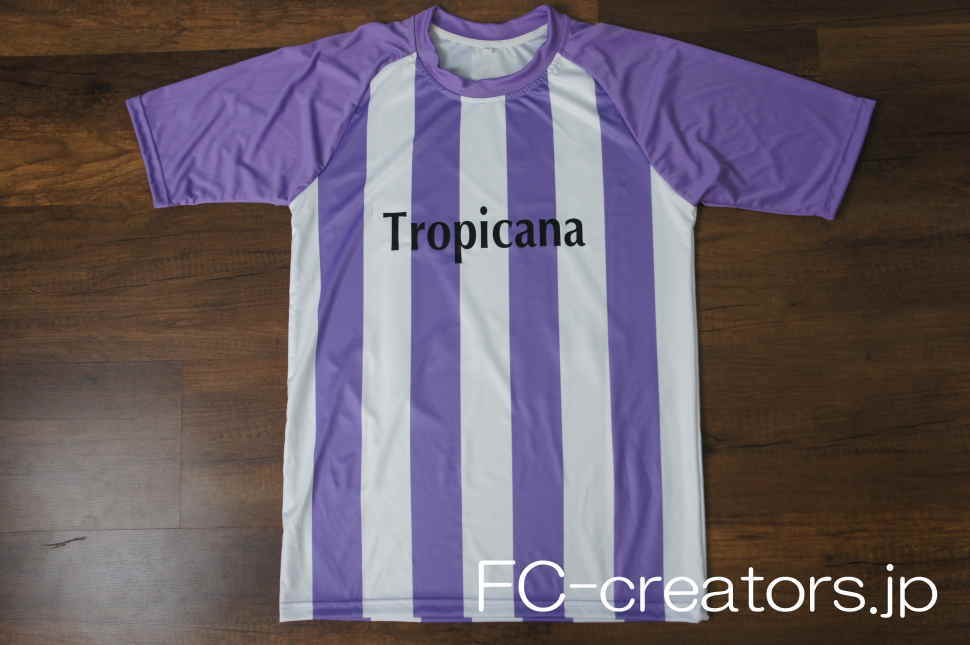 白と紫のストライプ柄 クラスTシャツ サッカーユニフォーム