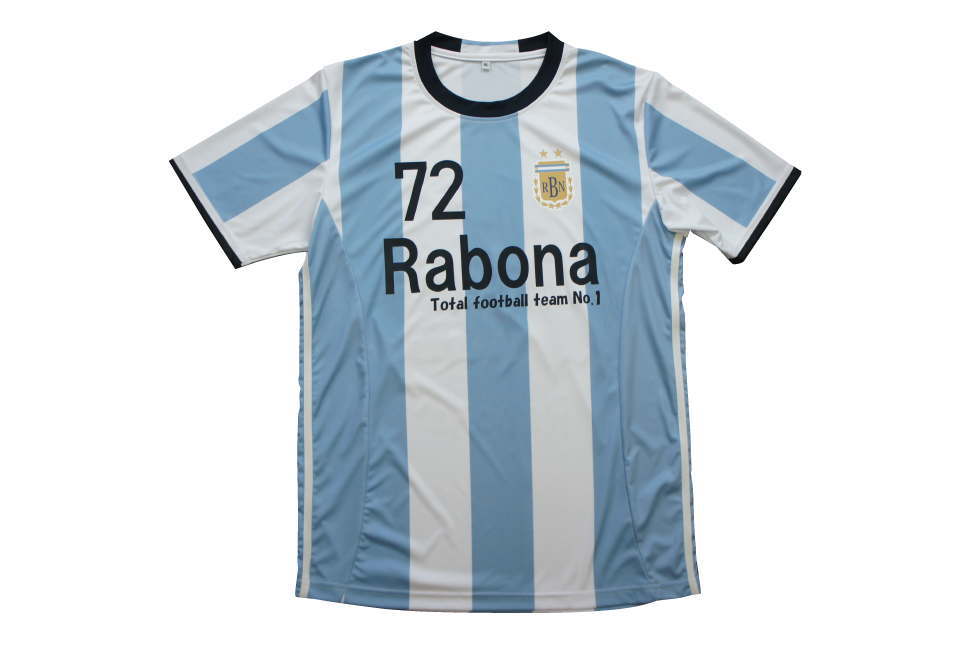 サッカーアルゼンチン代表 ホーム 白水色ストライプ 前身頃床平置き