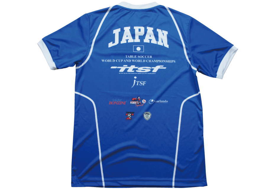 サッカー日本代表ユニフォーム 青色の半袖シャツ 平置き後身頃