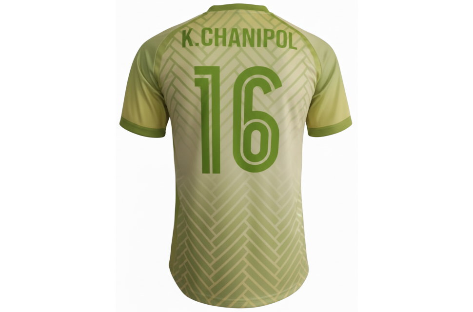 バレーボールユニフォーム背面 着用イメージ 昇華プリント 背番号 ネーム入れ カスタムオーダー ライムグリーン