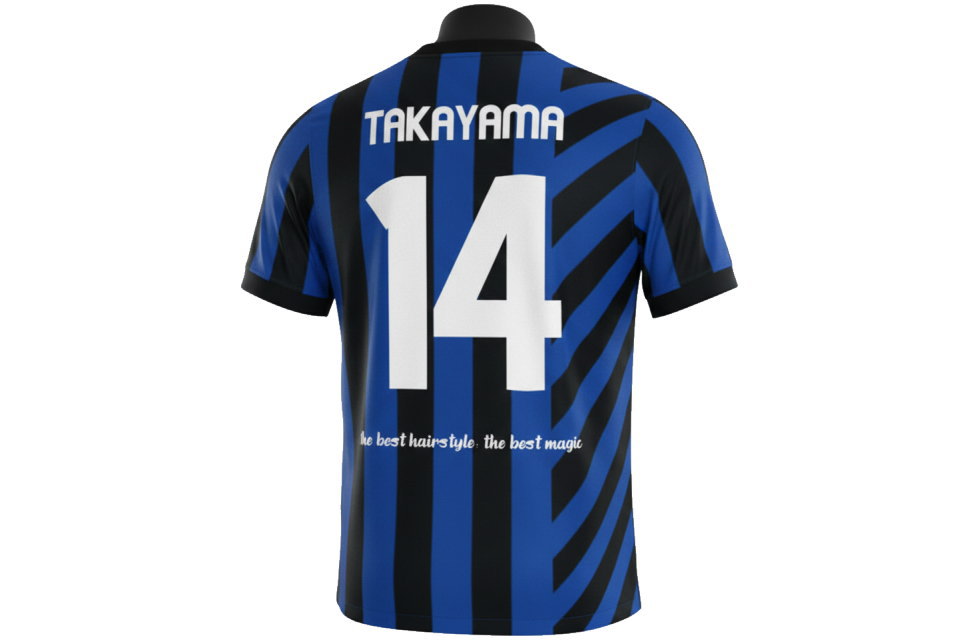 インテル2024-25モデルをイメージしたサッカーシャツの背面グラフィック。アシンメトリーなストライプが特徴的なクラスTシャツ・チームオーダー用デザイン。