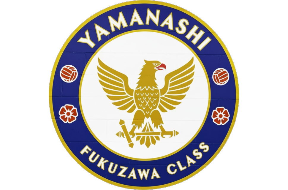 チェルシーのロゴをオマージュしたクラスTシャツ用オリジナルエンブレムの拡大。山梨県甲府市の高校のクラス名を刻印した昇華プリントデザイン