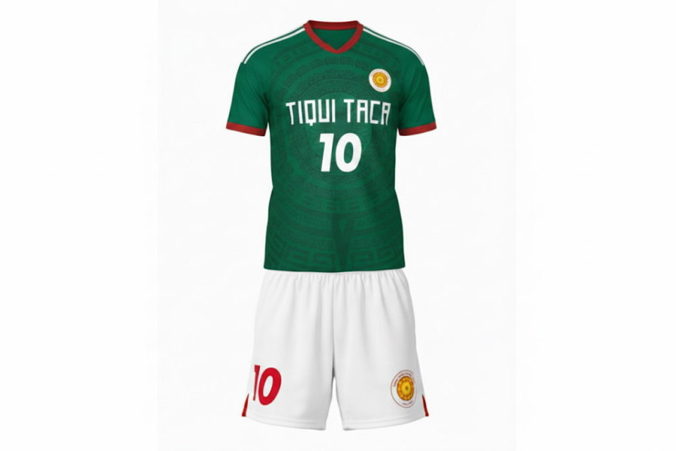 フルオーダーのサッカーパンツ 右裾の番号と左裾のチームロゴが映えるホワイトカラーのパンツ