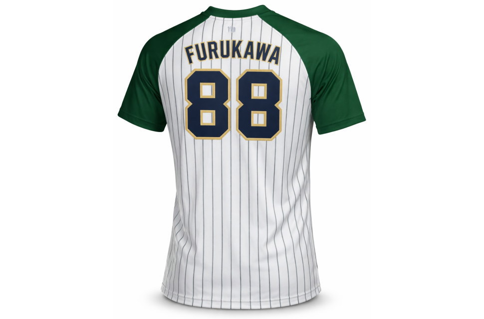 背ネームと背番号が映える野球風クラスTシャツの背面3Dモデル。大学サークルや企業イベントにも対応する高品質な全面昇華プリントユニフォーム