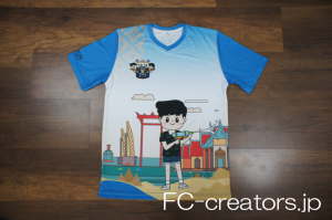 キャラクターを昇華プリントしたマラソン大会の参加賞Tシャツ