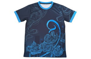 サッカーユニフォーム 青 ロイヤルブルー 昇華プリント バラ柄 ストリート系 花柄 クラスTシャツ 正面