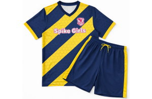 昇華プリントで作成されたサッカー用ショートパンツのディテール。激しい動きに対応する高品質な生地を使用し、チームカラーに合わせて自由な配色が可能。